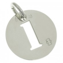 Pendentif Lucky number rond 17 mm (or blanc 750°)  par Loupidou