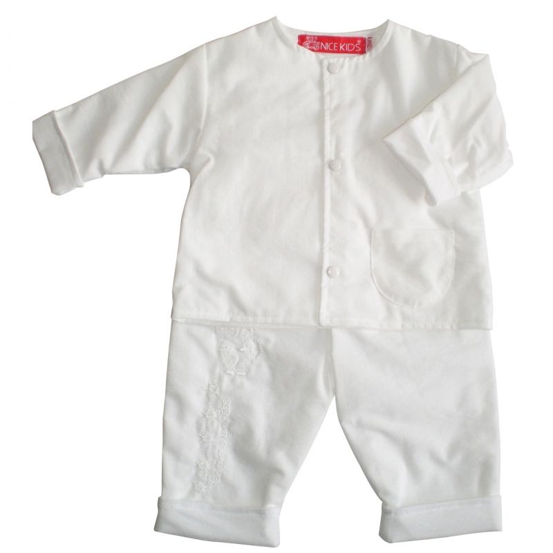 Tenue de baptême blanche brodée veste et pantalon (3 ans) Nice Kids