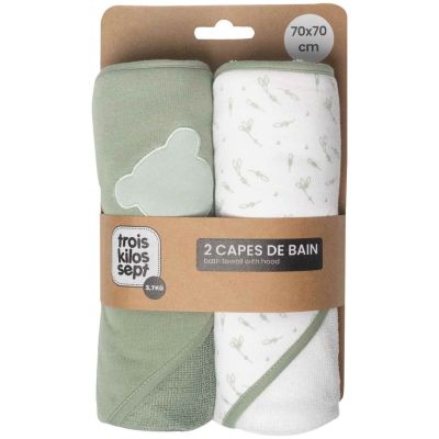 Lot de 2 capes de bain Ours (70 x 70 cm) Trois Kilos Sept