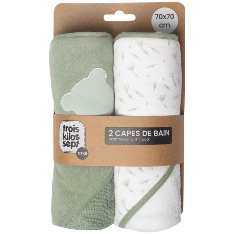 Lot de 2 capes de bain Ours (70 x 70 cm) Trois Kilos Sept Produit 1