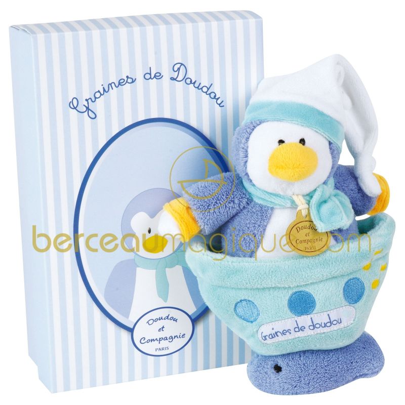 Peluche musicale Doux pingouin (30 cm) Doudou et Compagnie