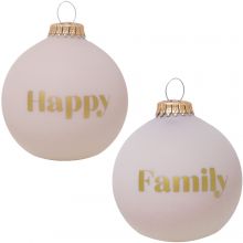 Boule de Noël rose poudré Happy Family  par Baubels
