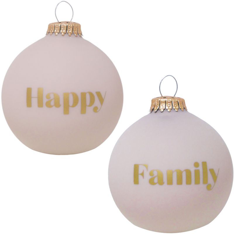 Boule de Noël rose poudré Happy Family Baubels