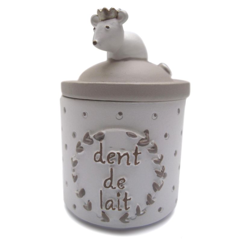 Boîte à dents de lait blanche à pois taupe Amadeus Les Petits