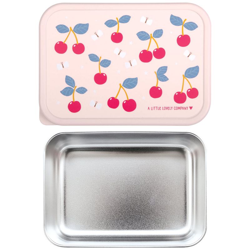 Lunch box en acier inoxydable Cerises A Little Lovely Company Produit ouvert 4
