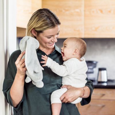 Peluche veilleuse lapin magique crème de lune (gris)