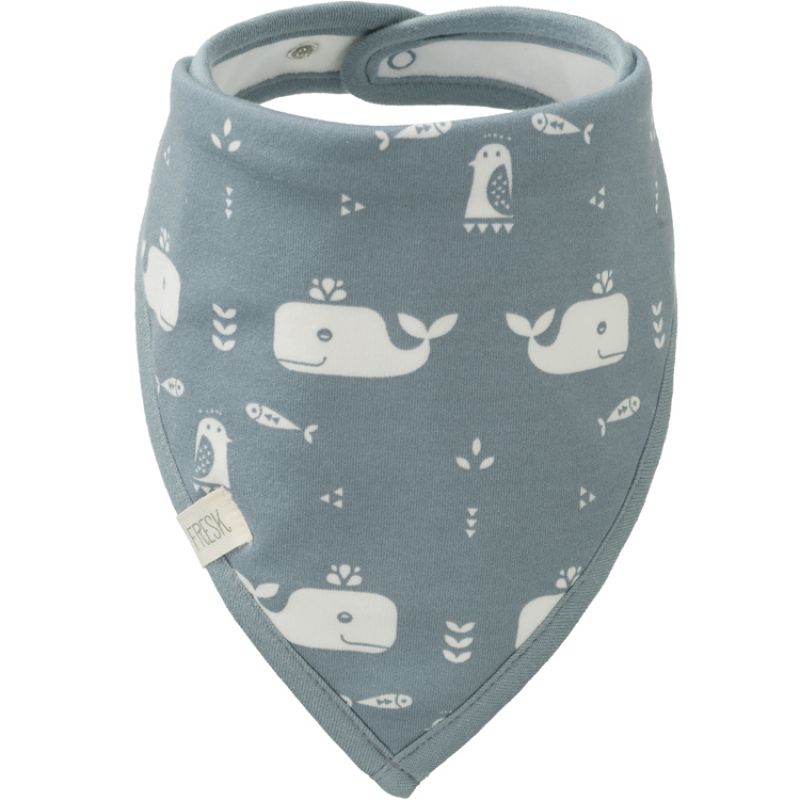 Bavoir bandana Baleine bleue en coton bio Fresk