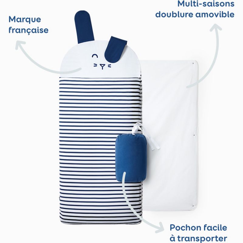 Sac de couchage rayé Lapin (3-6 ans) Les petites billes Produit 1