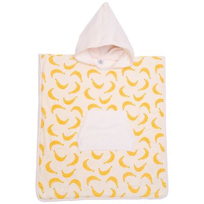 Poncho de bain à capuche bambou gaze de coton ivoire et bananes (3-5 ans) BB & Co