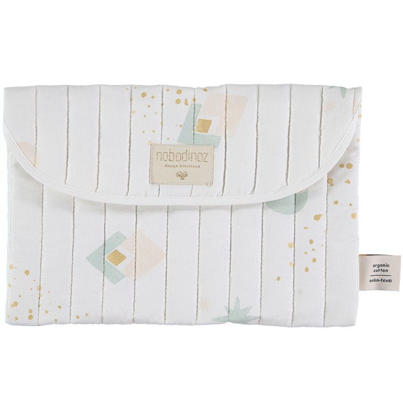 Pochette de change Bagatelle coton bio Aqua eclipse White Nobodinoz