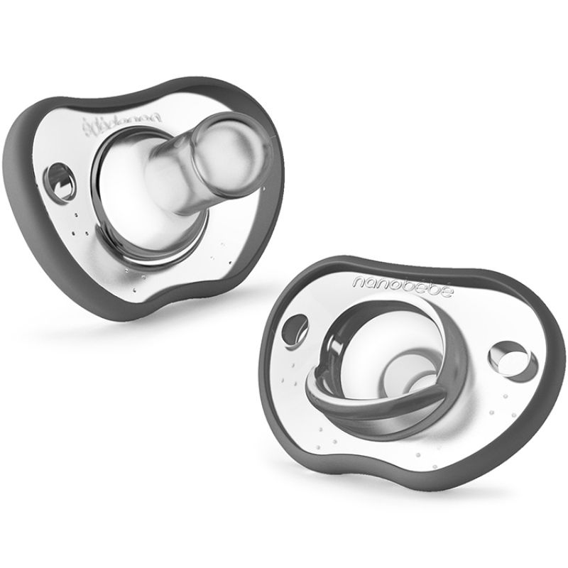 Lot de 2 sucettes Flexy Gris (0-3 mois) Nanobébé