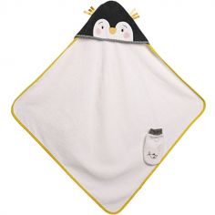Cape de bain + gant pingouin Les Nanouks (80 x 80 cm)