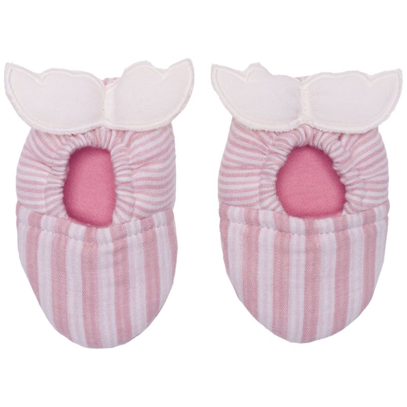 Chaussons avec ailes d'ange gaze de coton rayé vieux rose (0-6 mois) BB & Co Produit 1