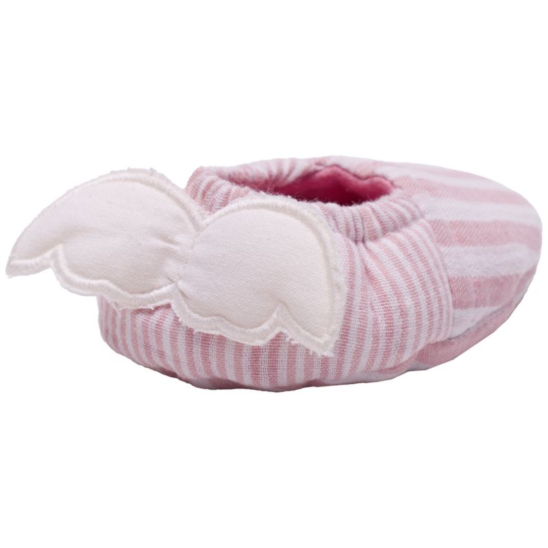 Chaussons avec ailes d'ange gaze de coton rayé vieux rose (0-6 mois) BB & Co Produit 2