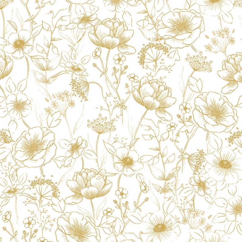 Papier peint motif fleurs gold (10 m) Lilipinso