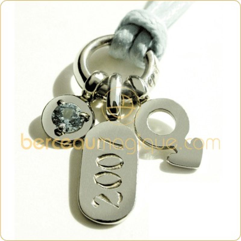 Pendentif Pogo garçon pierre précieuse (or blanc 750°) Mikado