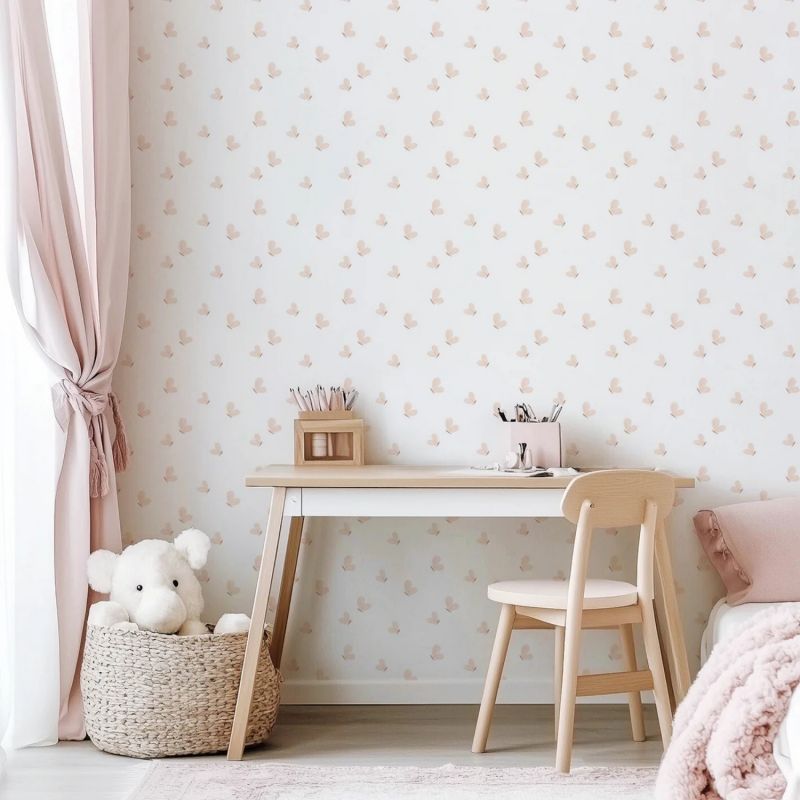 Papier peint Cherry Cherie papillons Love white (50 cm x 10m)  Lilipinso Ambiance 3