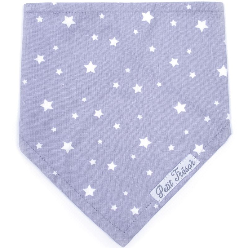 Bavoir bandana Petit Trésor Etoiles gris et blanc BB & Co
