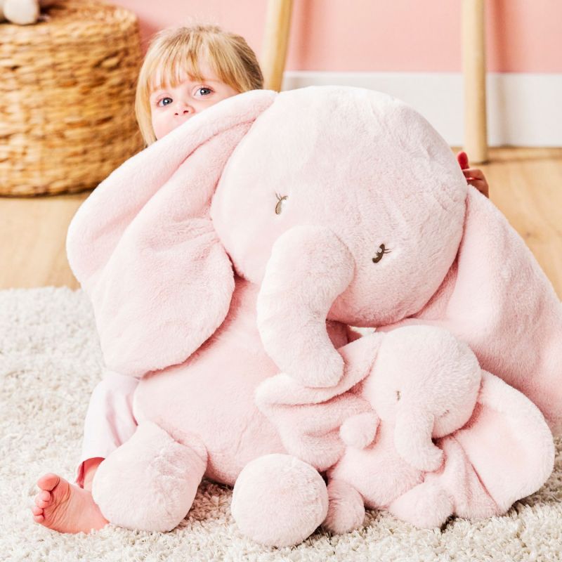 Peluche Fanfan l'éléphant Rose (80 cm) Nattou Ambiance 5