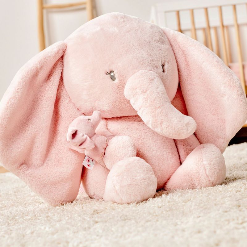 Peluche Fanfan l'éléphant Rose (80 cm) Nattou Ambiance 6