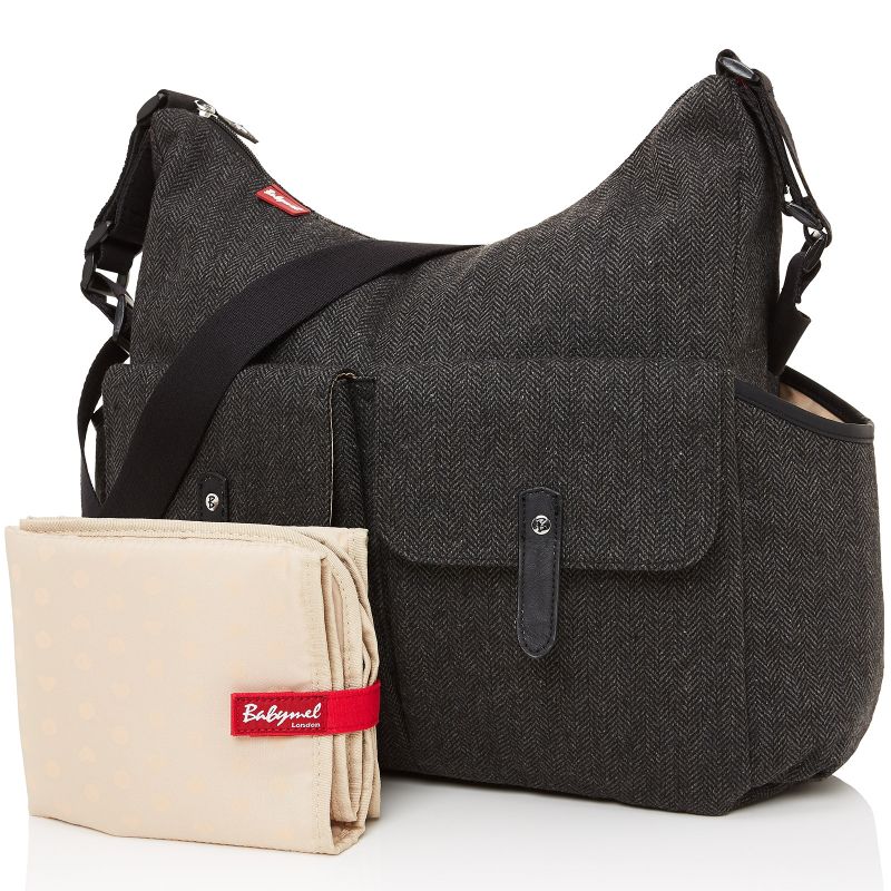 Sac à langer bandoulière Frankie tweed gris Babymel