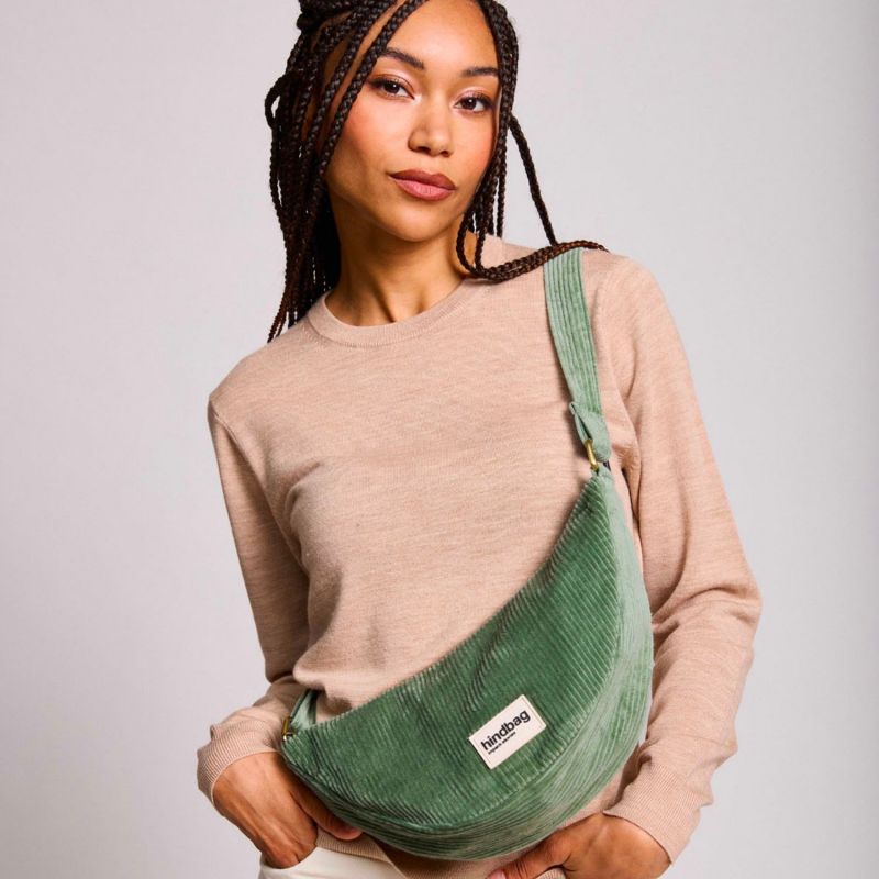 Sac banane Andrea Velours Vert d'eau Hindbag Ambiance 1
