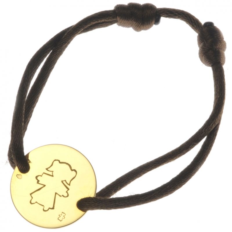 Bracelet cordon Pastille Petite fille ou Petit garçon 20 mm (or jaune 750° ou or blanc 750°) Loupidou