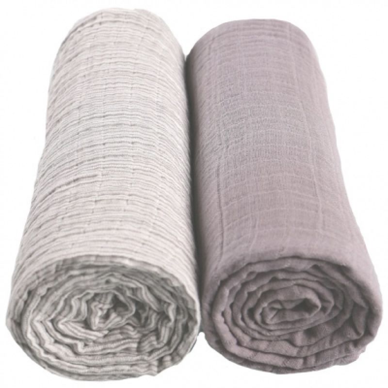 Lot de 2 maxi langes gris Mix & match (100 x 100 cm) Noukie's