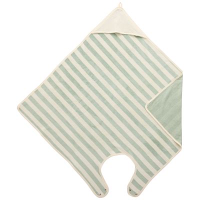 Cape de bain Tablier en bambou rayée ivoire et vert de gris (100x100 cm) BB & Co