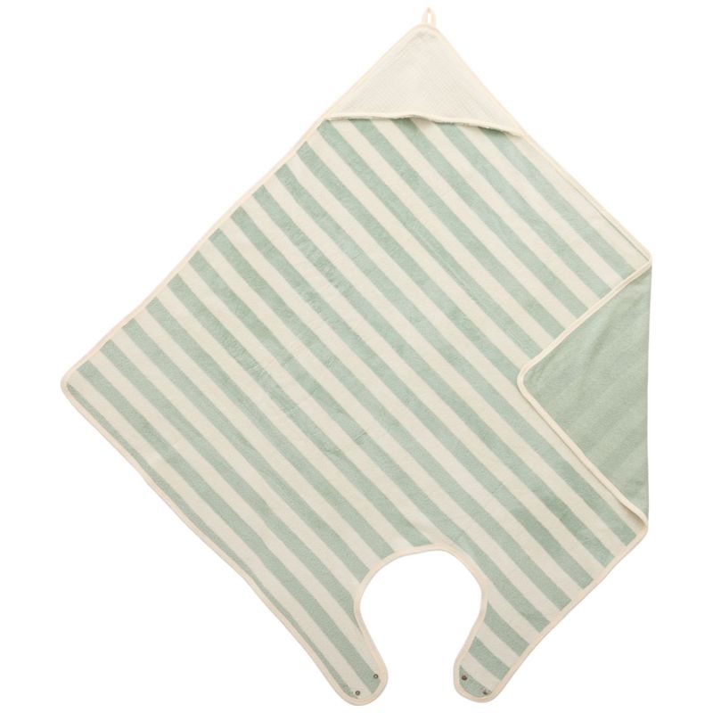 Cape de bain Tablier en bambou rayée ivoire et vert de gris (100x100 cm) BB & Co Produit 1