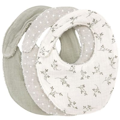 Lot de 3 bavoirs Olive Bloom Babyshower