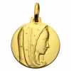 Médaille ronde Vierge au voile étoilé 16 mm (or jaune 750°) - Premiers Bijoux