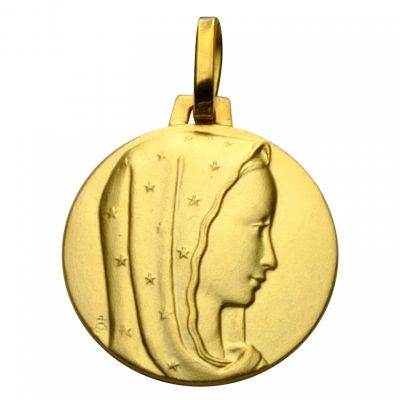 Médaille ronde Vierge au voile étoilé 16 mm (or jaune 750°) Premiers Bijoux