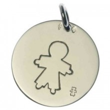 Médaille Pastille petit garçon 16 mm (or blanc 750°)  par Loupidou