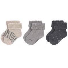 Lot de 3 paires de chaussettes bébé en coton bio gris (pointure 12-14)