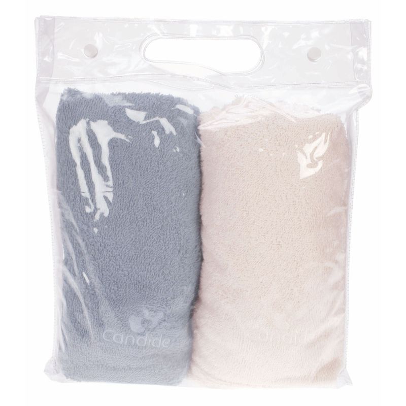 Lot de 2 housses de matelas à langer éponge bleu ardoise + écru (38 x 81 cm) Candide