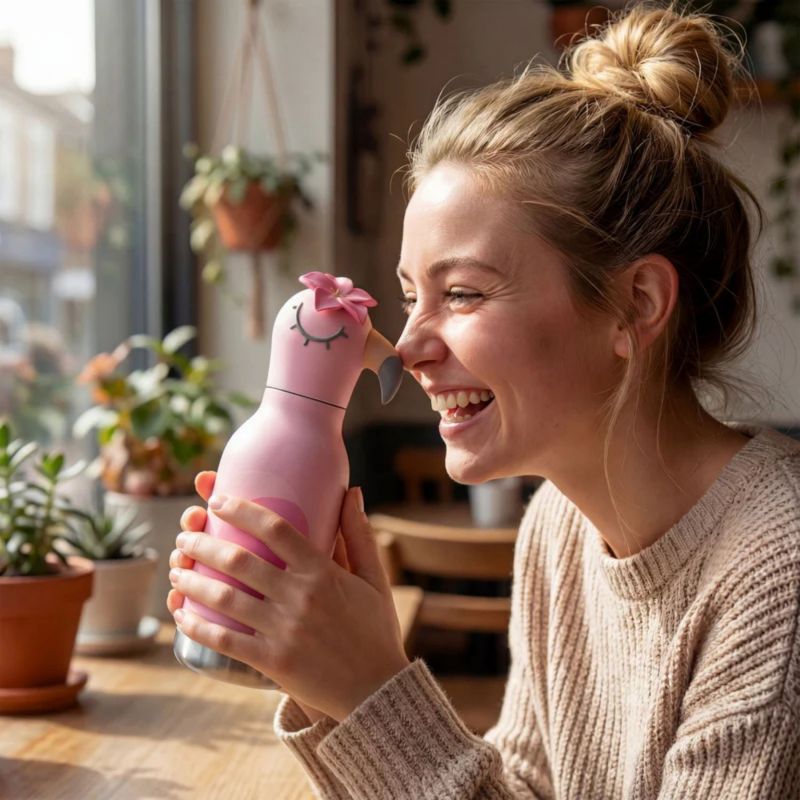 Gourde isotherme Bestie Flamant Rose (460 ml) Asobu Ambiance 2