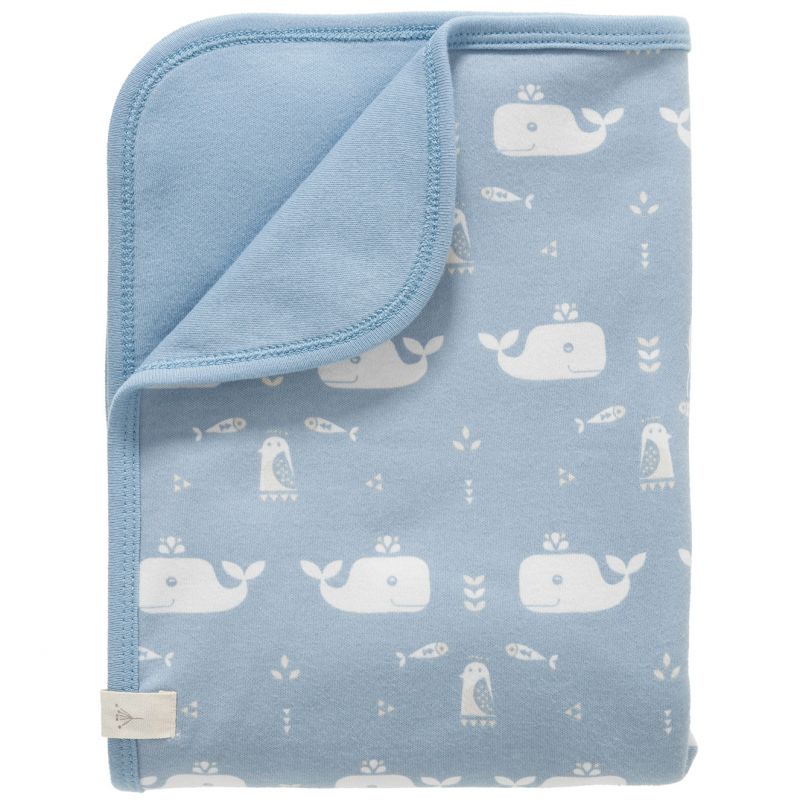 Couverture pour bébé baleine bleue en coton bio (80 x 100 cm) Fresk Produit 1 grande taille