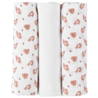 Lot de 3 langes en coton bio léopard Babou & Kendi (70 x 70 cm)  par Noukie's