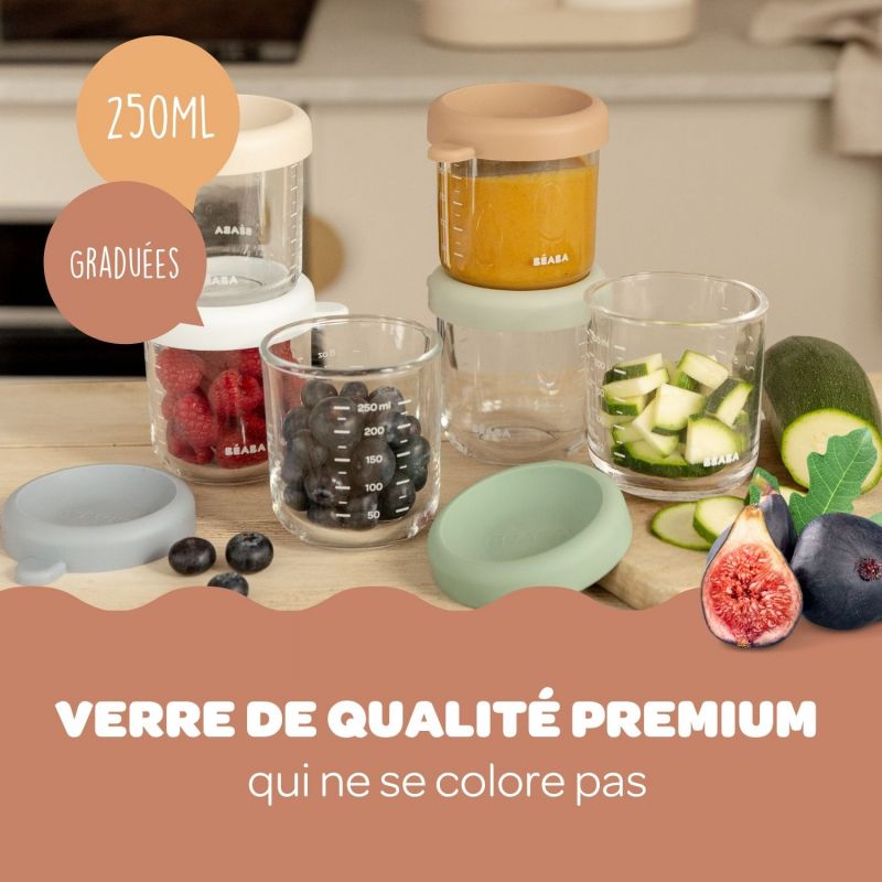 Coffret 6 portions verre 250 ml Natural color mix Béaba Ambiance 5