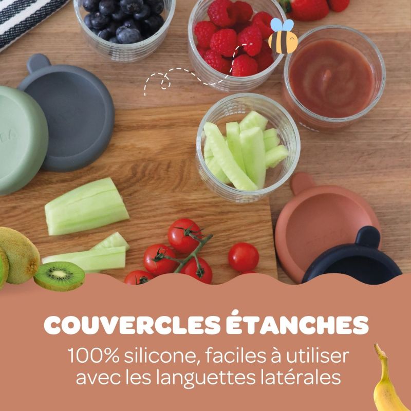 Coffret 6 portions verre 250 ml Natural color mix Béaba Ambiance 6