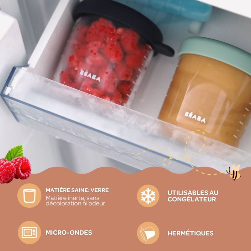 Coffret 6 portions verre 250 ml Natural color mix Béaba Ambiance 7