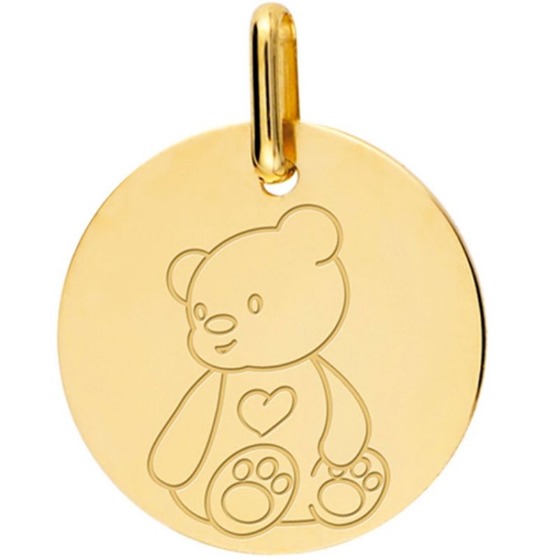 Médaille ourson personnalisable (or jaune 375°) Lucas Lucor