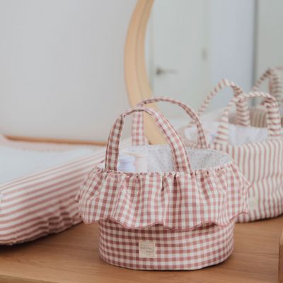 Panier de rangement Praliné Vichy Moka