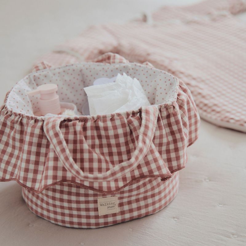 Panier de rangement Praliné Vichy Moka Walking Mum Ambiance 7