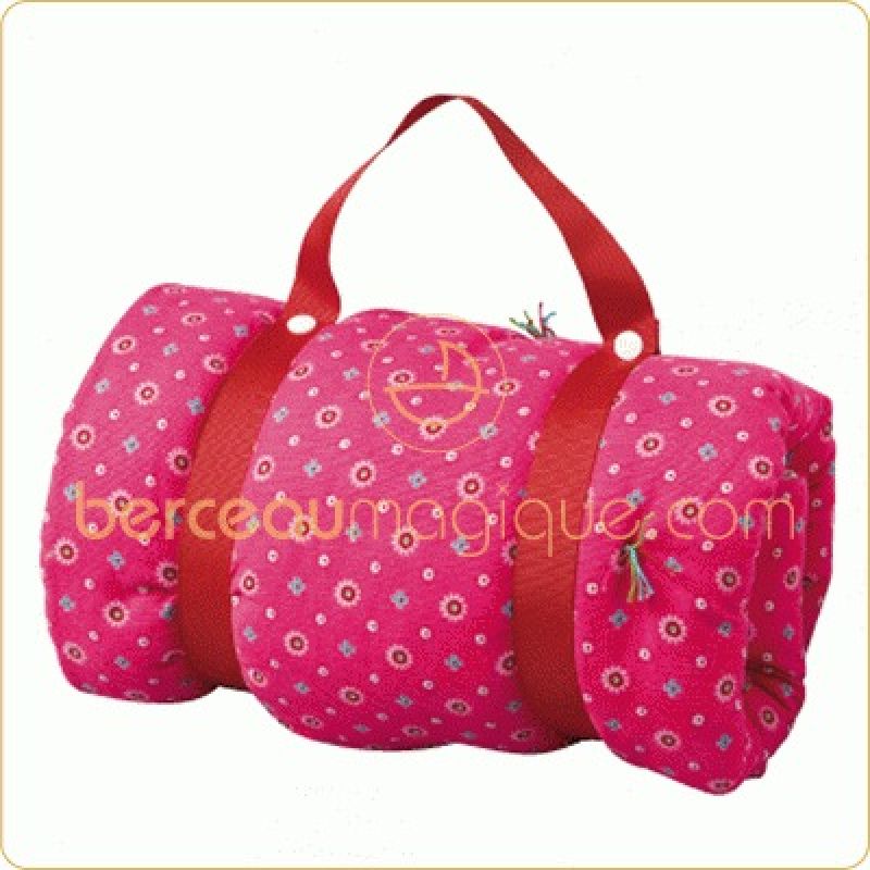 Couette bicolore (fuchsia et fleurs) (60 x 90 cm) Trousselier