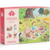 Lot de 4 mini puzzles des saisons La Grande famille (4 x 12 pièces) - Moulin Roty