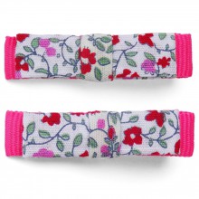 Barrettes Classique mini noeud kimono fleuri rose (lot de 2)  par Luciole et petit pois