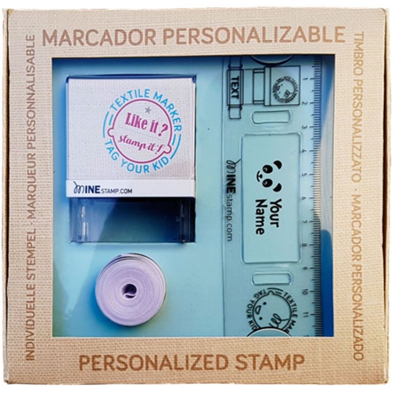 Coffret tampon marqueur textile et papier personnalisable MINE MINE