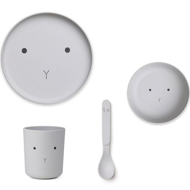 Coffret repas en bambou lapin dumbo grey (4 pièces) Liewood